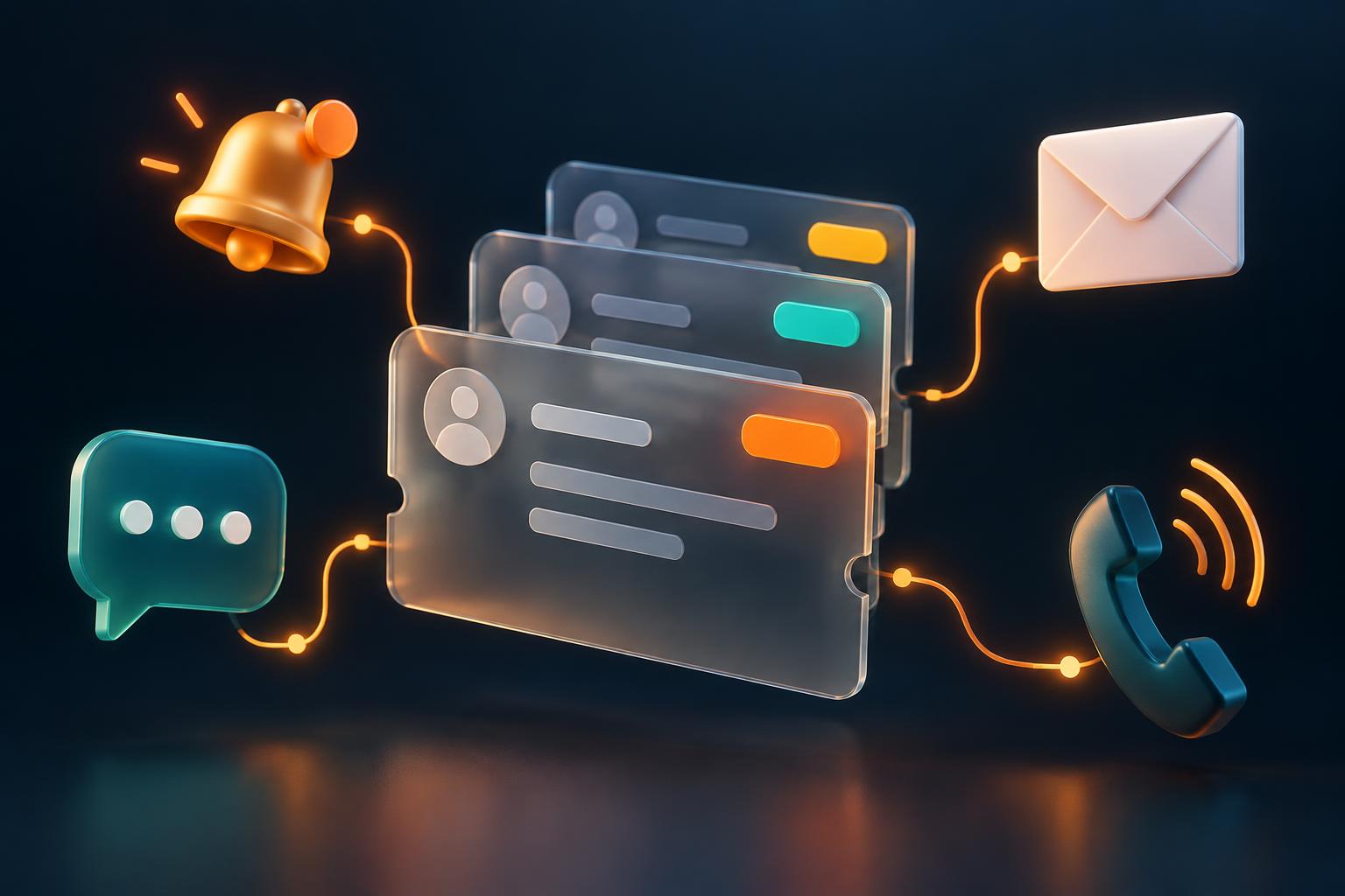 Floating support tickets connected to email, SMS and chat